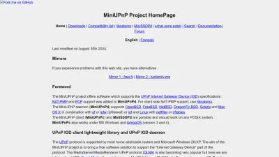 Screenshot preview of miniupnp.tuxfamily.org