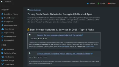 Screenshot preview of privacytools.io