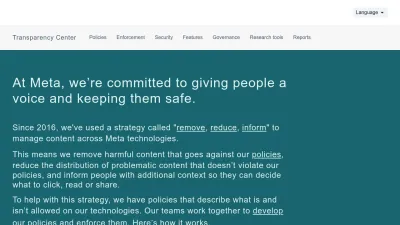 Screenshot preview of transparency.meta.com