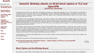 Screenshot preview of sweet32.info