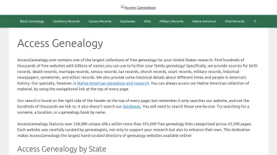Screenshot preview of accessgenealogy.com