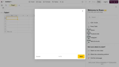Screenshot preview of rows.com