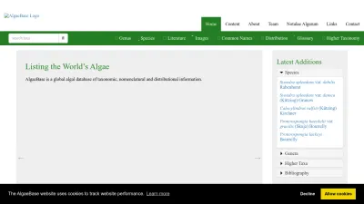 Screenshot preview of algaebase.org