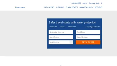 Screenshot preview of allianztravelinsurance.com