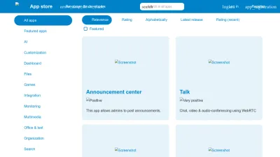 Screenshot preview of apps.nextcloud.com