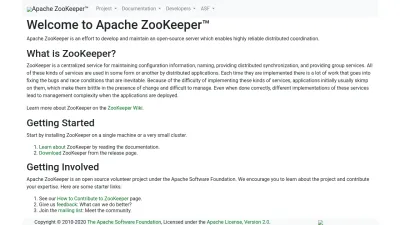 Screenshot preview of zookeeper.apache.org