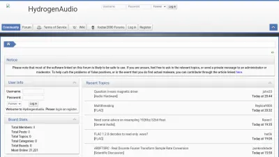 Screenshot of Hydrogenaudio.org