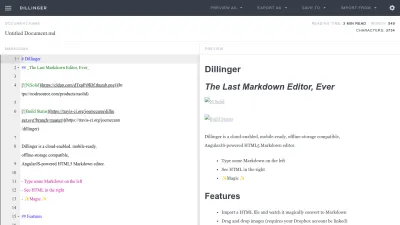 Screenshot preview of dillinger.io
