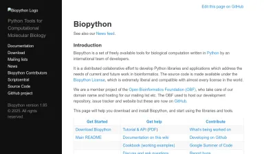 Screenshot preview of biopython.org