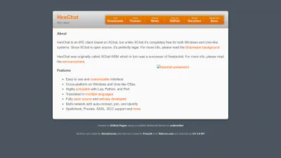 Screenshot preview of hexchat.github.io