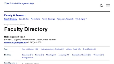 Screenshot preview of faculty.som.yale.edu