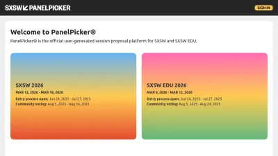 Screenshot preview of panelpicker.sxsw.com