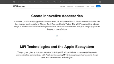 Screenshot preview of mfi.apple.com