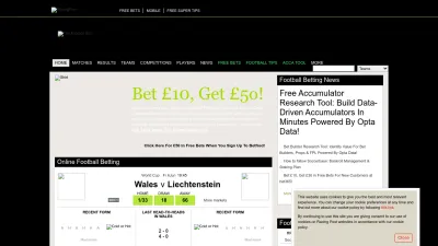 Screenshot preview of soccerbase.com