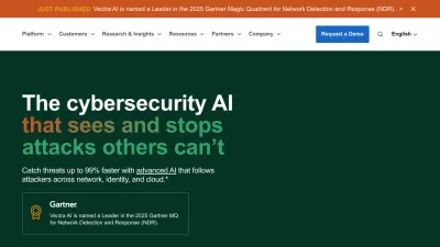 Screenshot preview of vectra.ai