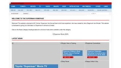 Screenshot preview of supermanhomepage.com