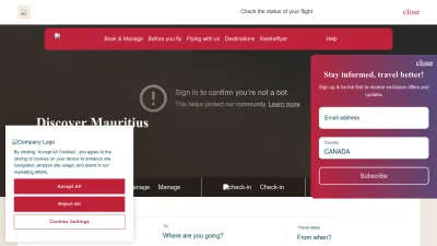 Screenshot preview of airmauritius.com