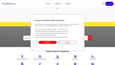 Screenshot preview of findaphd.com