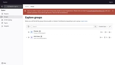 Screenshot preview of gitlab.archlinux.org