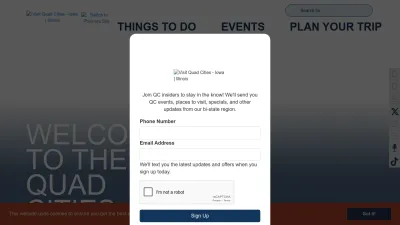 Screenshot preview of visitquadcities.com