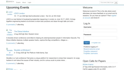 Screenshot preview of joind.in