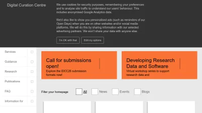 Screenshot preview of dcc.ac.uk