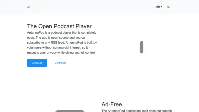 Screenshot preview of antennapod.org