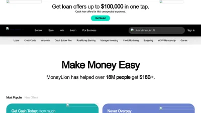 Screenshot preview of moneylion.com