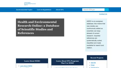 Screenshot preview of hero.epa.gov
