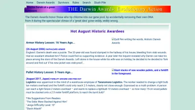 Screenshot preview of darwinawards.com
