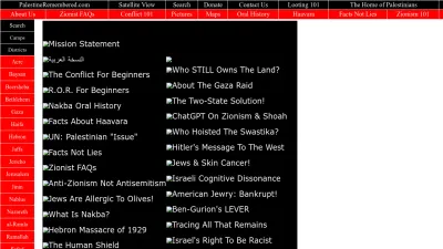 Screenshot preview of palestineremembered.com