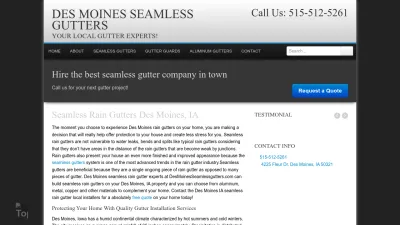 Screenshot preview of desmoinesseamlessgutters.com