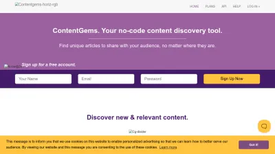 Screenshot preview of contentgems.com