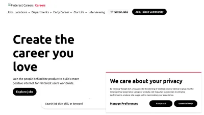 Screenshot preview of pinterestcareers.com