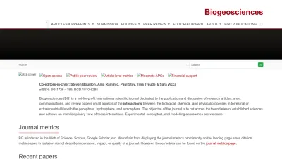 Screenshot preview of biogeosciences.net