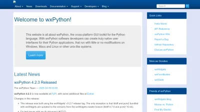 Screenshot preview of wxpython.org
