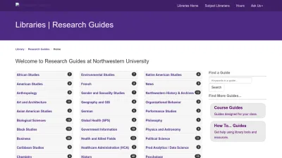 Screenshot preview of libguides.northwestern.edu