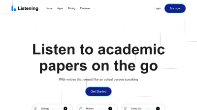 Screenshot preview of listening.com