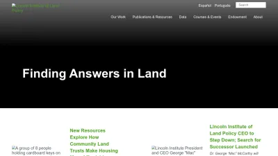 Screenshot preview of lincolninst.edu