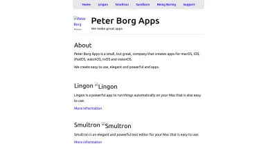 Screenshot preview of peterborgapps.com