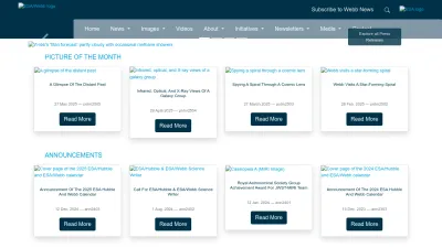 Screenshot preview of esawebb.org