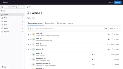 Screenshot preview of gitlab.alpinelinux.org
