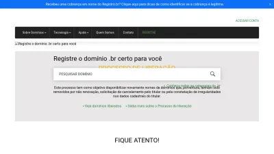 Screenshot preview of registro.br