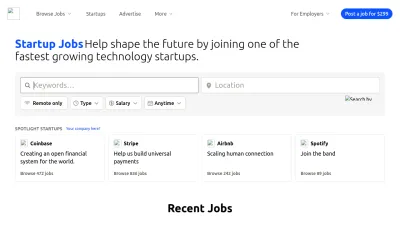 Screenshot preview of startup.jobs