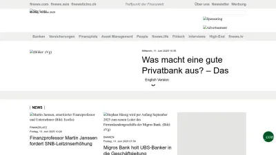 Screenshot preview of finews.ch