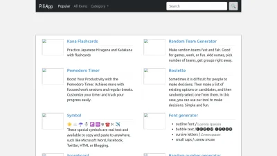Screenshot preview of piliapp.com