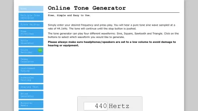 Screenshot preview of onlinetonegenerator.com