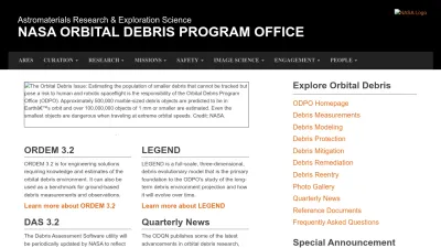Screenshot preview of orbitaldebris.jsc.nasa.gov