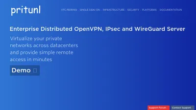 Screenshot preview of pritunl.com