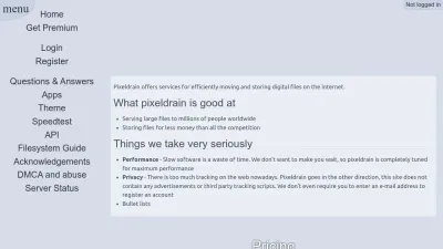 Screenshot preview of pixeldrain.com